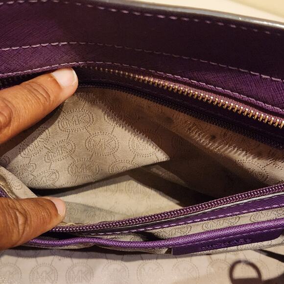 Stunning Michael Kors Selma Purple Large Handbag Satchel Tote Purse - Picture 9 of 12